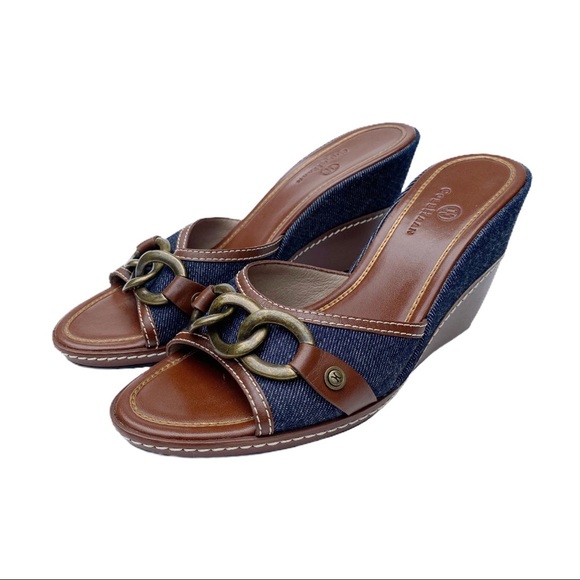 Cole Haan Shoes - Cole Haan Denim Colorblock Wedge Heel Sandals